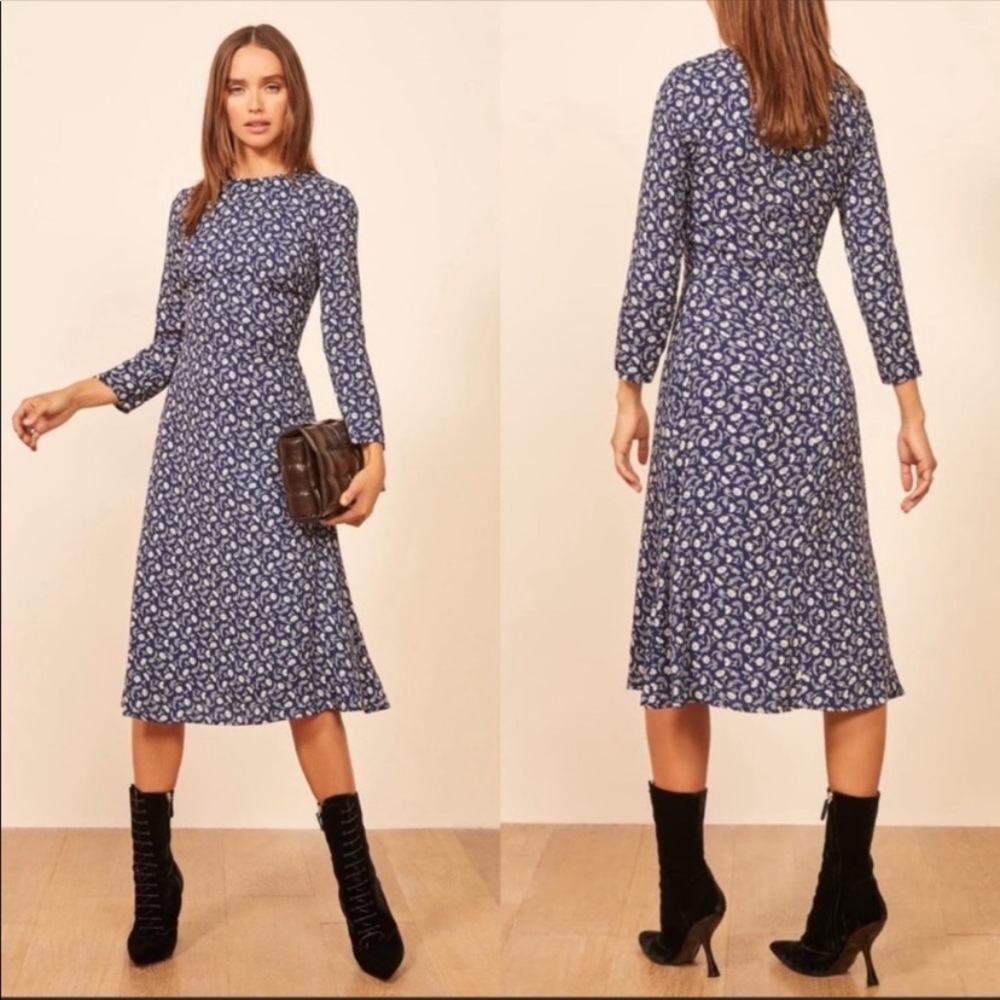 🌟NEW Reformation Monterey blue floral midi dress size 4